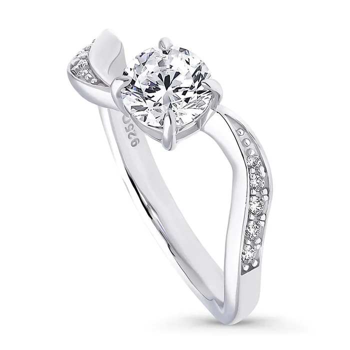 Rings BERRICLE Solitaire Woven 08ct CZ Ring in Sterling Silver