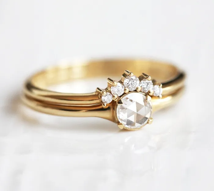 Rings Capucinne Gold Rose Cut Diamond Ring Set