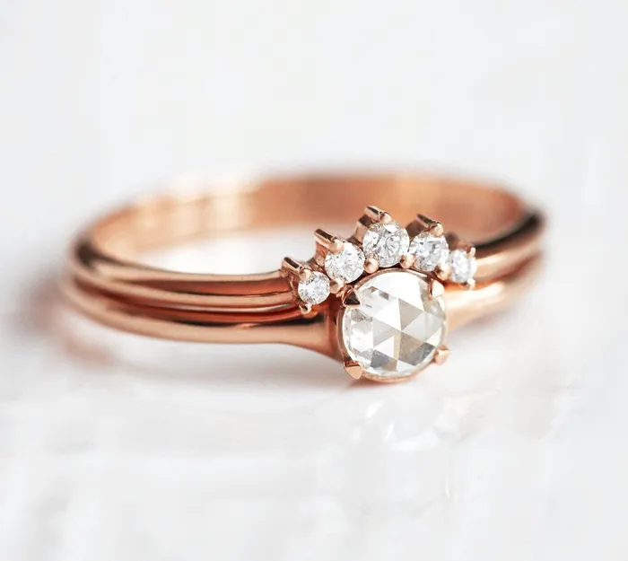 Rings Capucinne Gold Rose Cut Diamond Ring Set