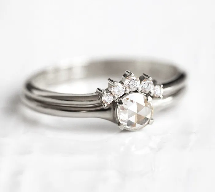 Rings Capucinne Gold Rose Cut Diamond Ring Set