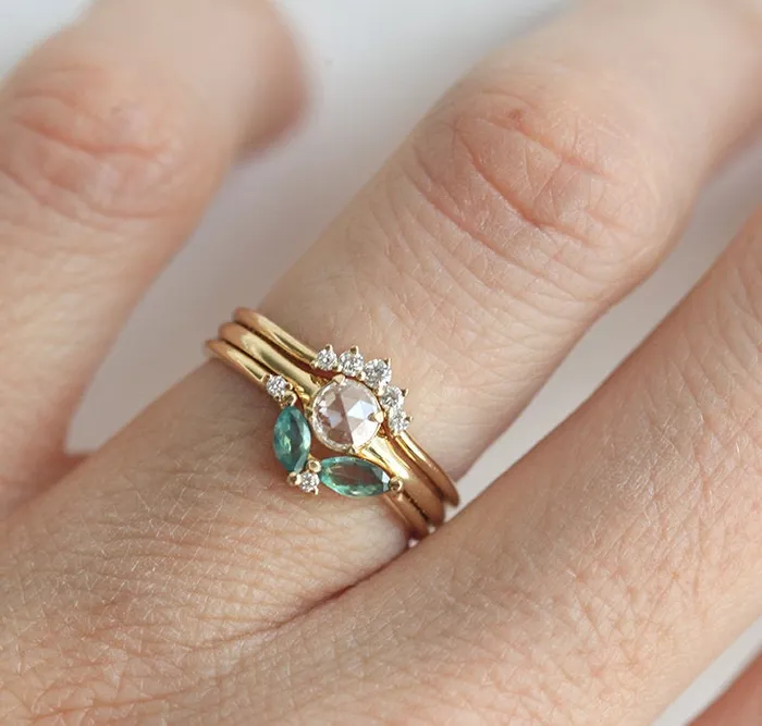 Rings Capucinne Gold Rose Cut Diamond Ring Set