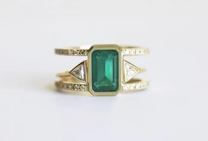 Rings capucinne Majesty Emerald Ring Set
