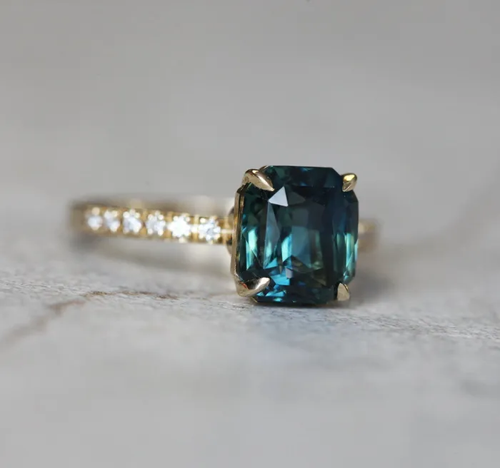 Rings Capucinne Marcela Radiant Cut Sapphire Diamond Ring