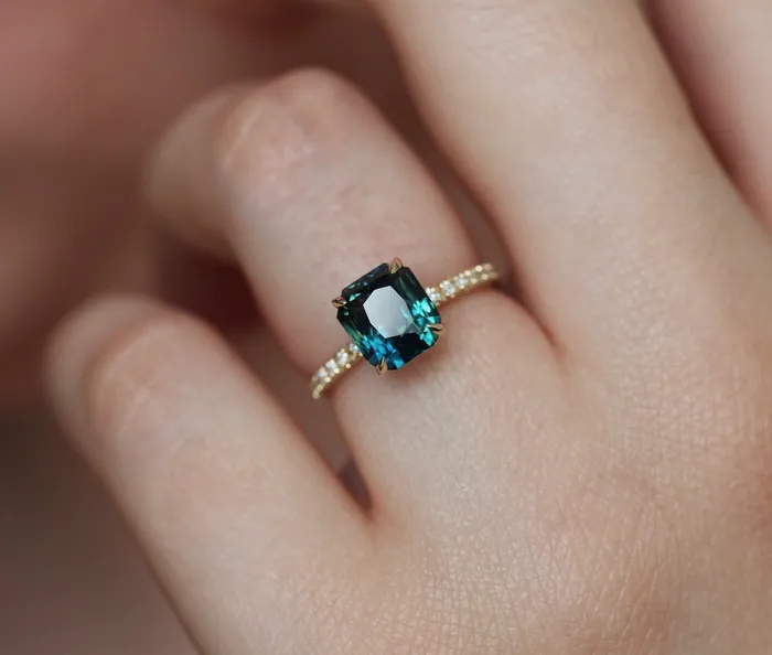 Rings Capucinne Marcela Radiant Cut Sapphire Diamond Ring