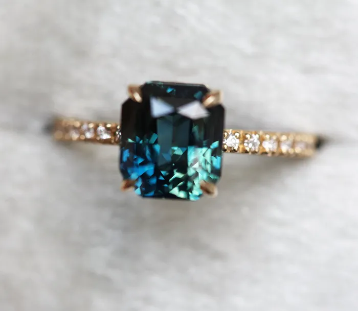 Rings Capucinne Marcela Radiant Cut Sapphire Diamond Ring
