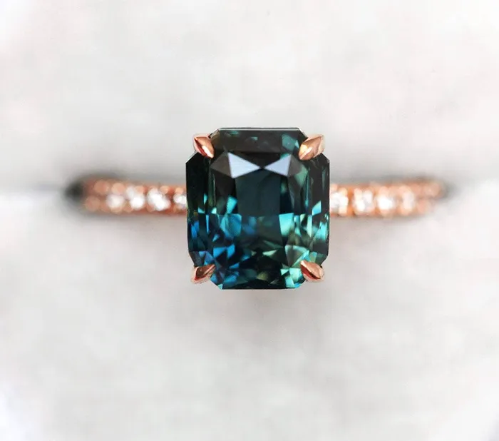 Rings Capucinne Marcela Radiant Cut Sapphire Diamond Ring