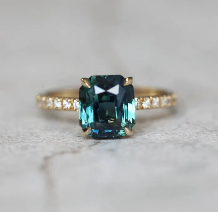 Rings Capucinne Marcela Radiant Cut Sapphire Diamond Ring