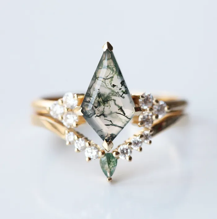 Rings Sally Kite Moss Agate Ring Set Capucinne