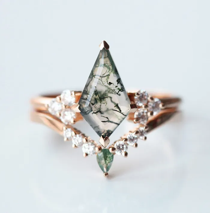 Rings Sally Kite Moss Agate Ring Set Capucinne