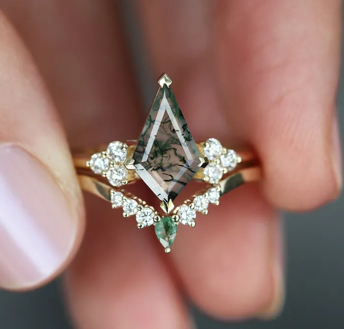 Rings Sally Kite Moss Agate Ring Set Capucinne