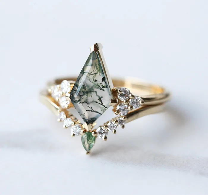 Rings Sally Kite Moss Agate Ring Set Capucinne