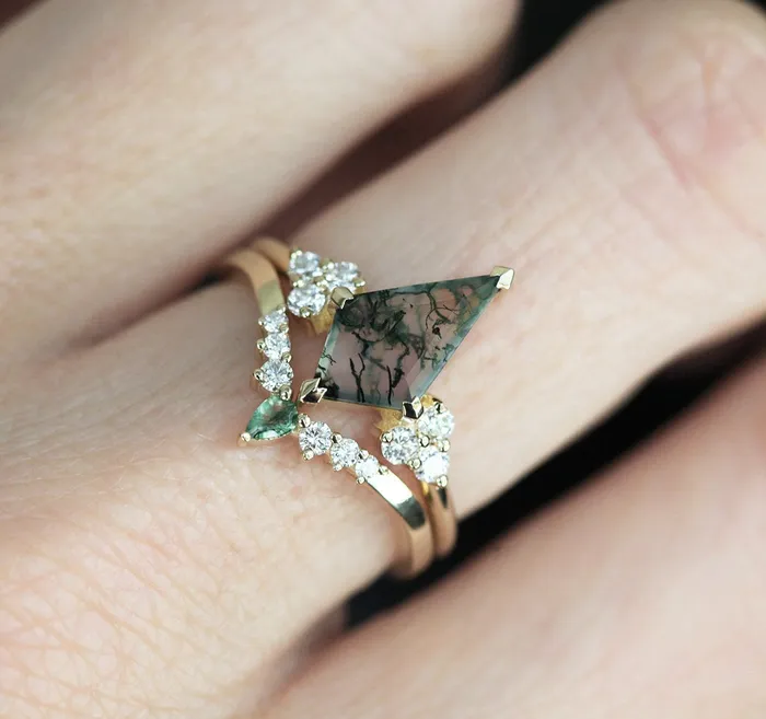 Rings Sally Kite Moss Agate Ring Set Capucinne