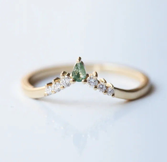 Rings Sally Kite Moss Agate Ring Set Capucinne