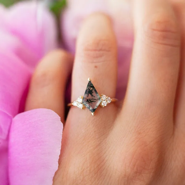 Rings Sally Kite Moss Agate Ring Set Capucinne