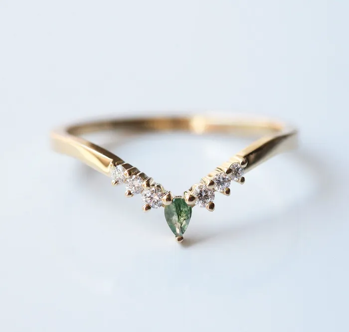 Rings Sally Kite Moss Agate Ring Set Capucinne