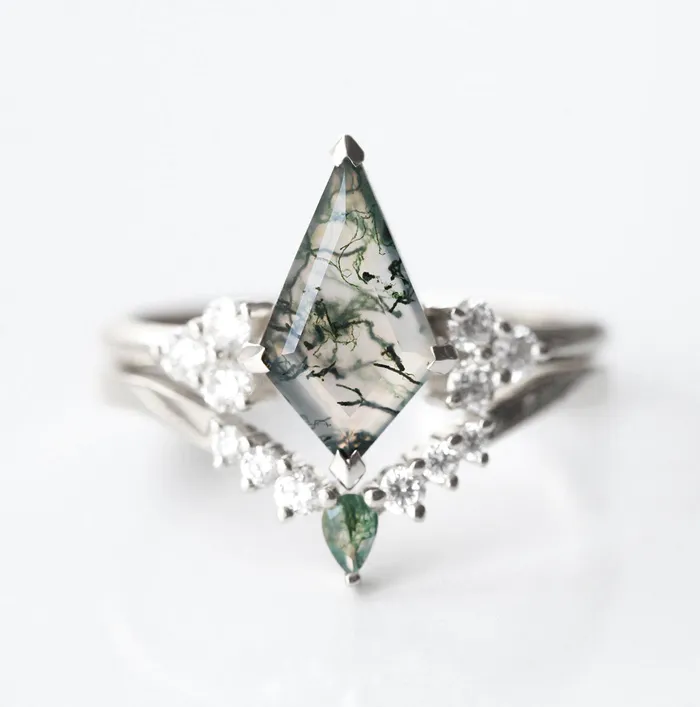 Rings Sally Kite Moss Agate Ring Set Capucinne
