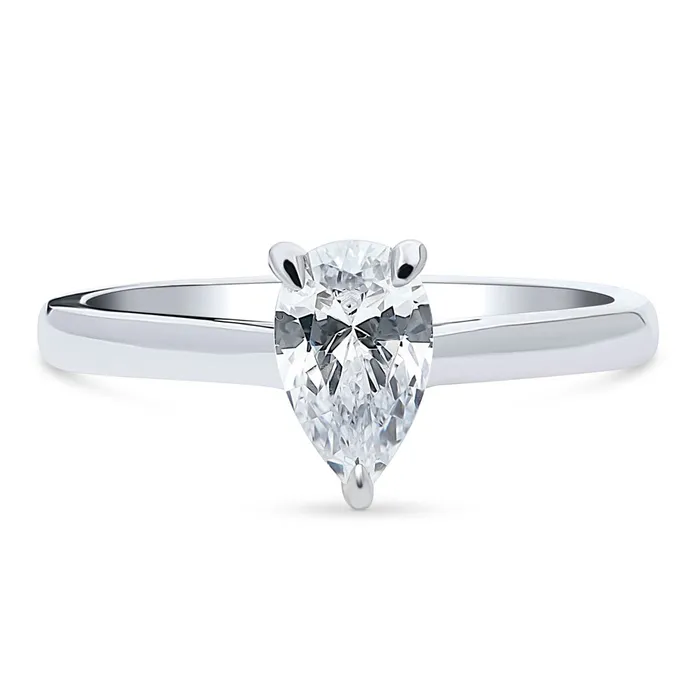 Rings Solitaire 08ct Pear CZ Ring in Sterling Silver BERRICLE