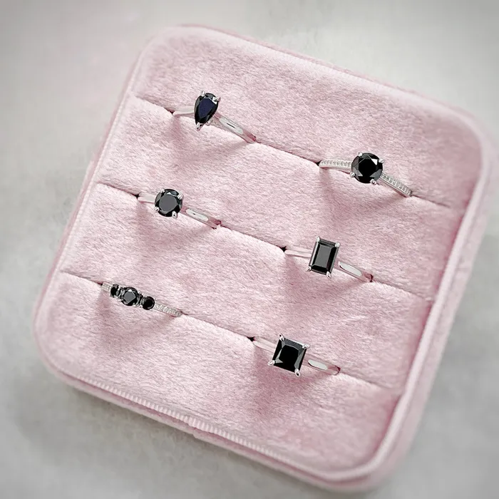 Rings Solitaire Black CZ Ring in Sterling Silver 08ct BERRICLE