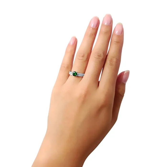 Solitaire 06ct Green Cushion CZ Ring Set in Sterling Silver BERRICLE Rings