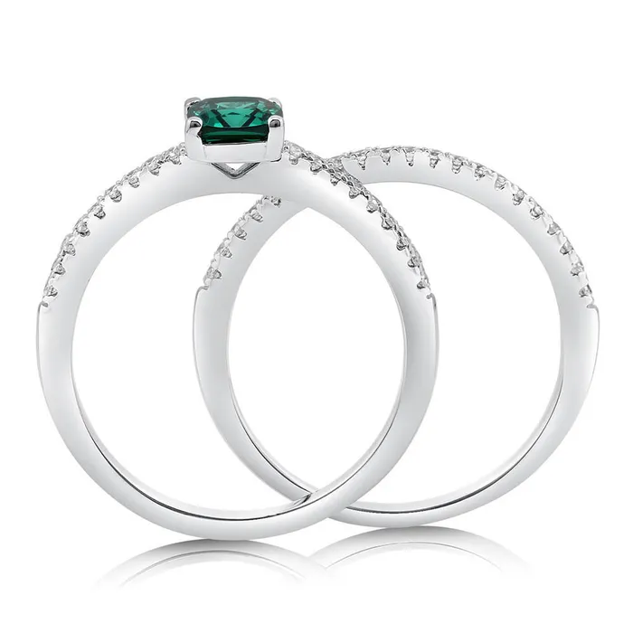Solitaire 06ct Green Cushion CZ Ring Set in Sterling Silver BERRICLE Rings