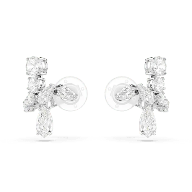 Swarovski Matrix Clip Earrings Mixed cuts White Rhodium plated Swarovski Earrings