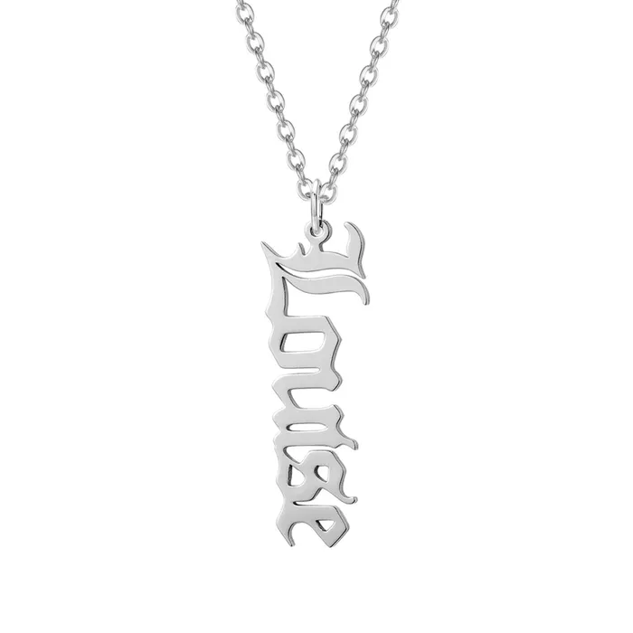 Vertical Old English Name Necklace Novalico Necklaces