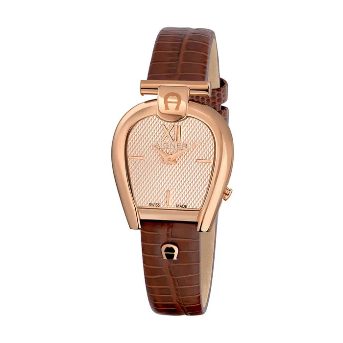 Watches Aigner Aigner Sassari Rose Gold Case Brown Leather Strap Womens Watch